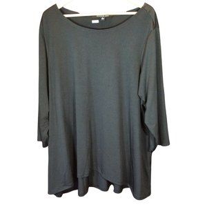 Size: 2X - Black 3/4 Sleeve Top w/ Hi-Lo Hem